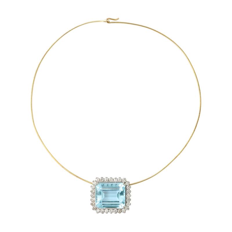 Large Aquamarine stone Necklace