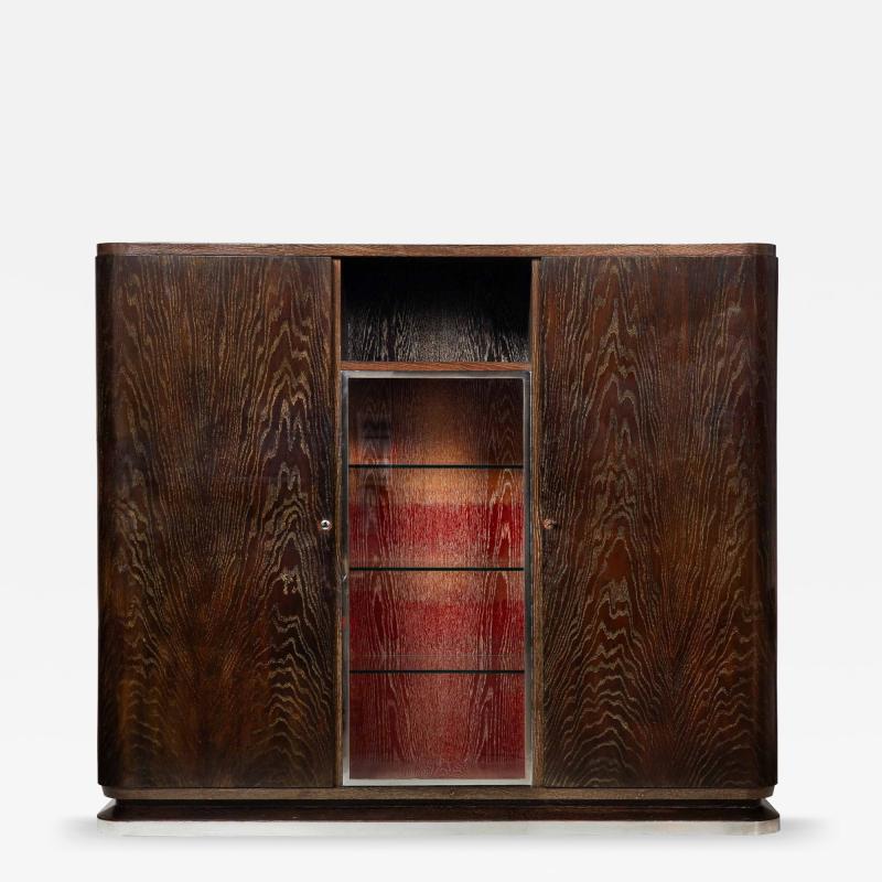 Large Art Deco Cerused Oak Display Cabinet Bookcase circa 1940