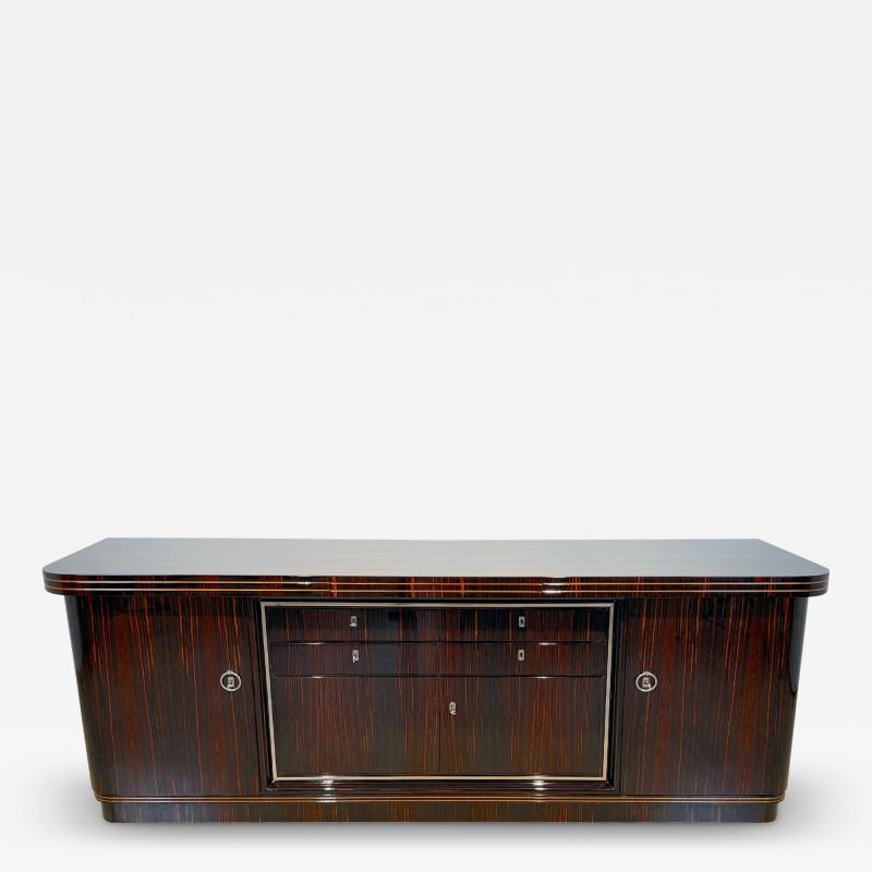 Large Art Deco Sideboard Macassar Ebony Maple Chrome France circa 1930
