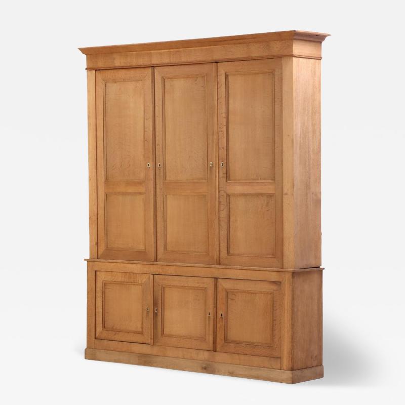 Large Belgian paneled oak wall cabinet C 1890 