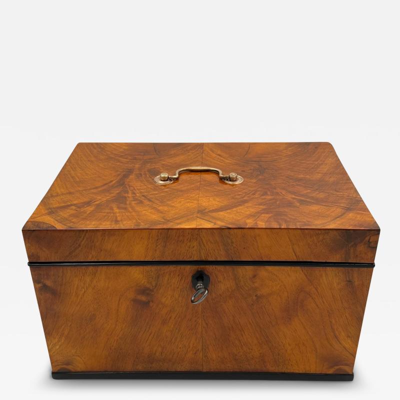 Large Biedermeier Box or Chest Walnut Veneer Brass South Germany circa 1820