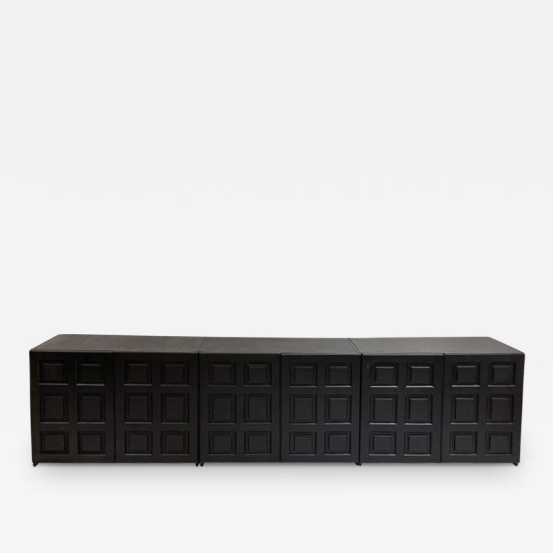 Large Black Brutalist Sideboard