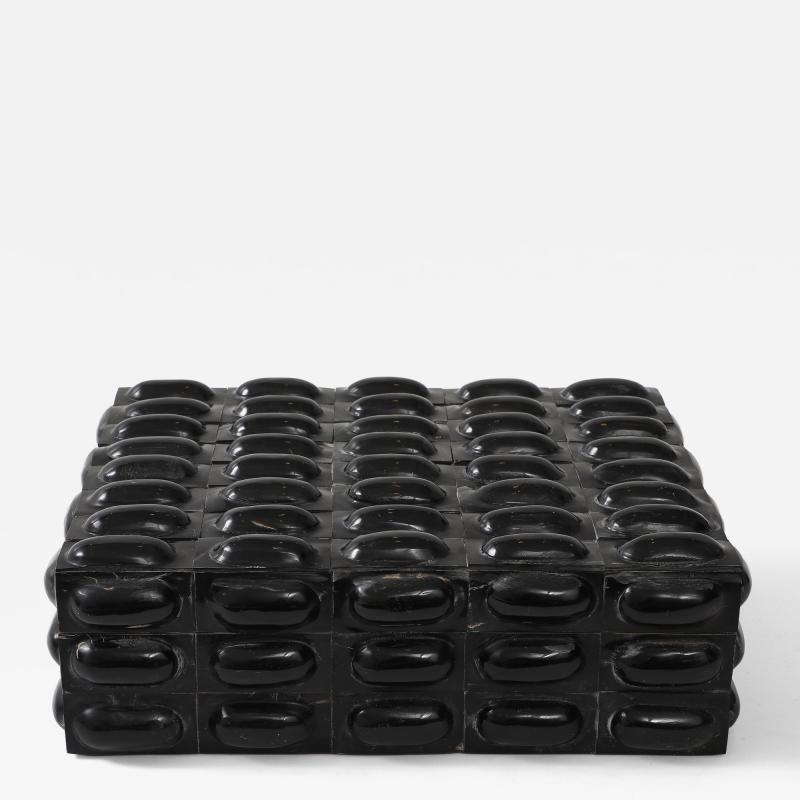 Large Black Buffalo Horn Box