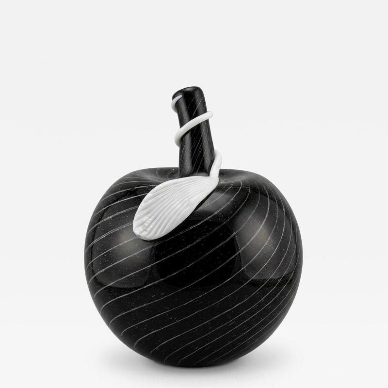 Large Black Murano Glass Apple Vessel