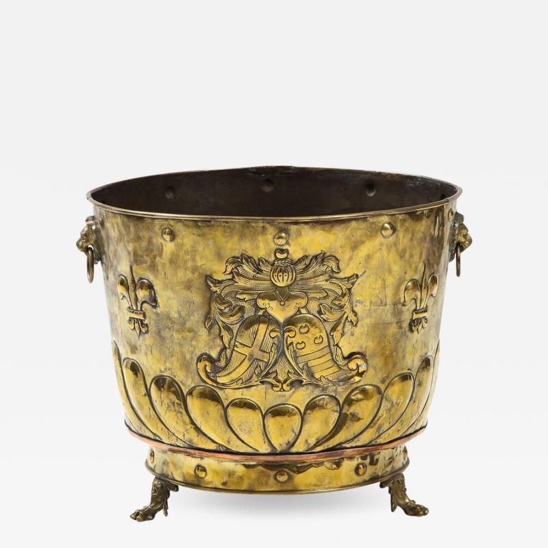 Large Brass Cauldron with Coat of Arms