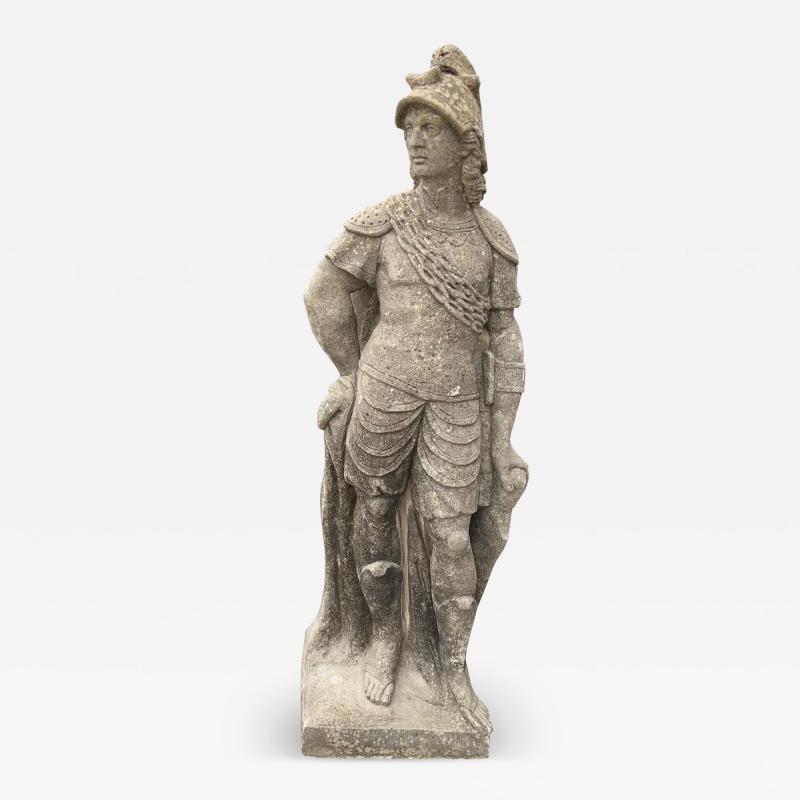 Large Cement Garden Statue Of A Roman Soldier