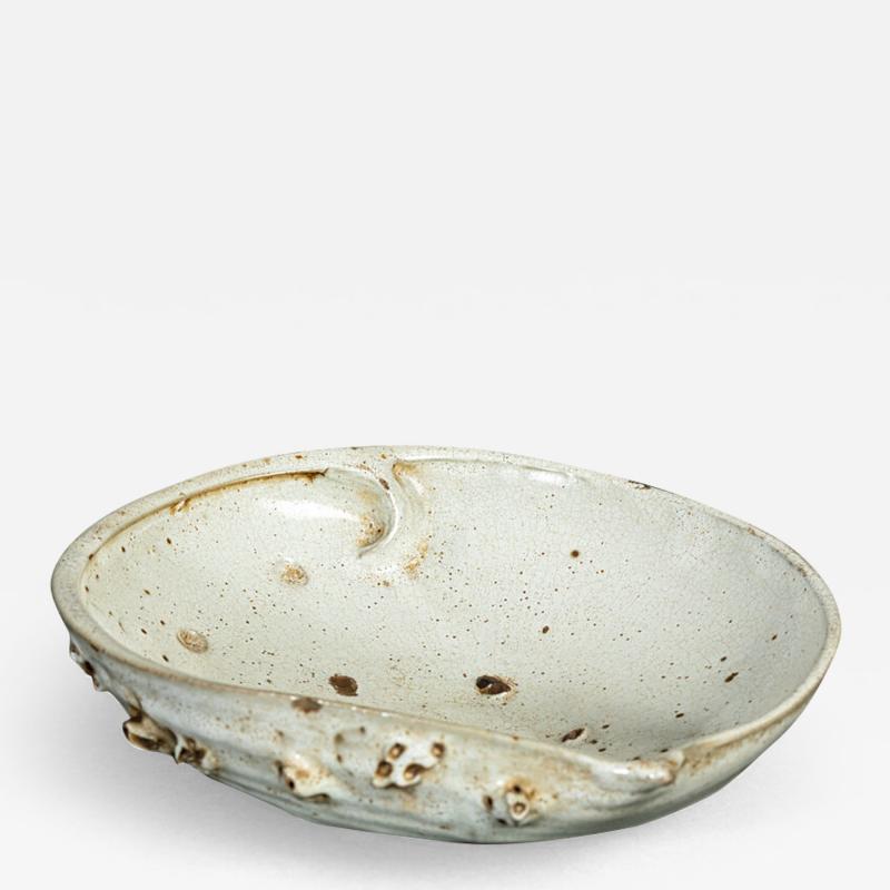 Large Ceramic Mingei Dish in the form of an Abalone Shell