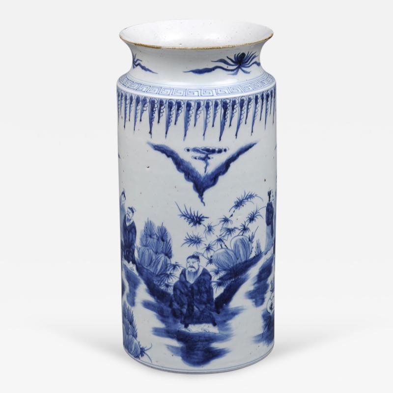 Large Chinese Export Cylindrical Open Vase