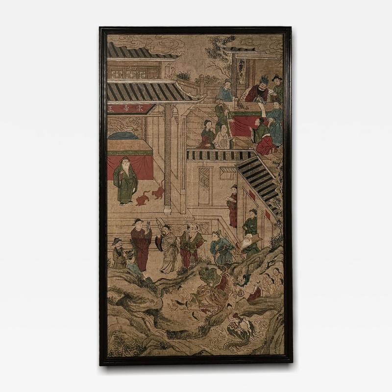 Large Chinese Painted Paper Panel circa 1900