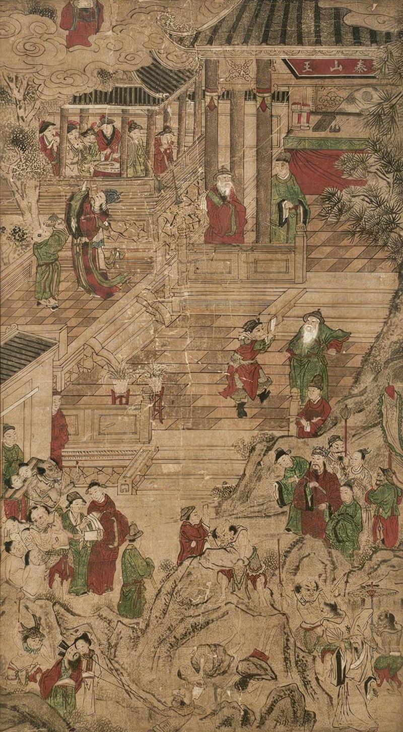 Large Chinese Painted Paper Panel circa 1900