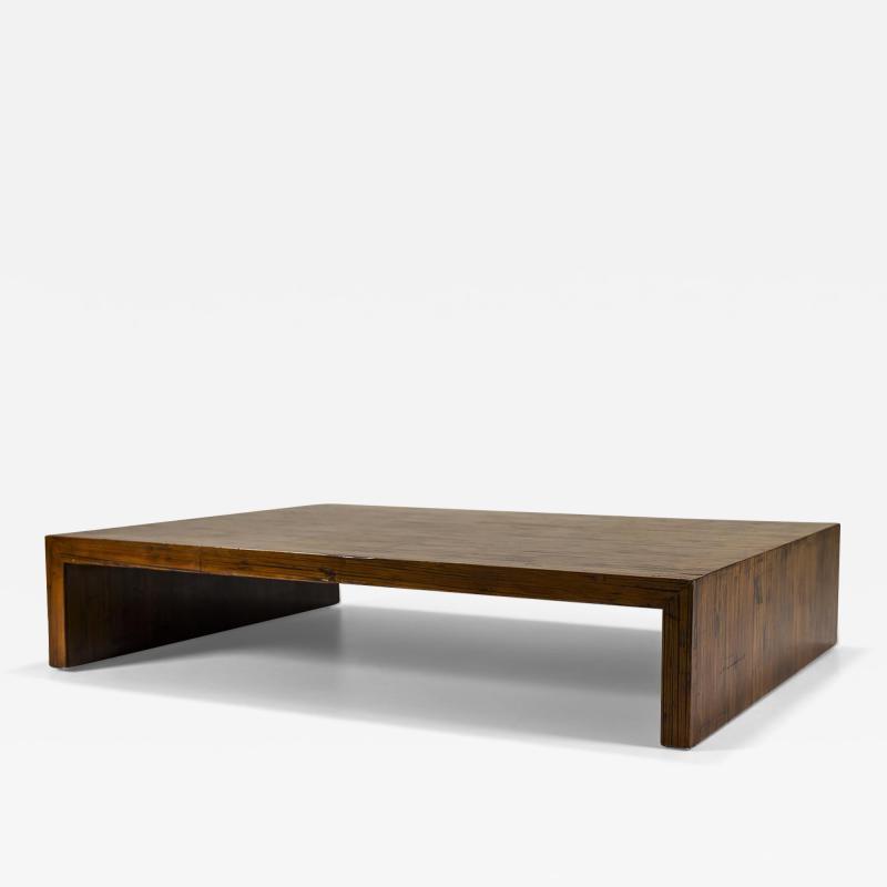 Large Coffee Table Veneered in Bamboo Belgium 1980s