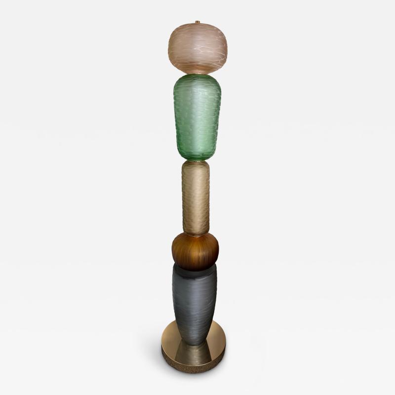 Large Contemporary Totem Murano Glass Floor Lamp by Studio AD Italy