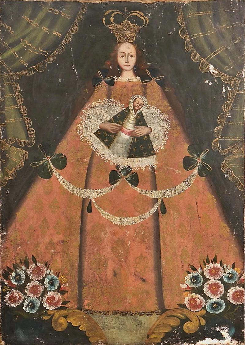 Large Cuzco School Painting of The Virgin Mary