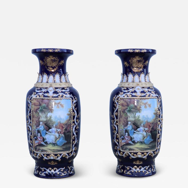 Large Decorative Floor Vases After Richard Klemm Dresden Made By Limoges