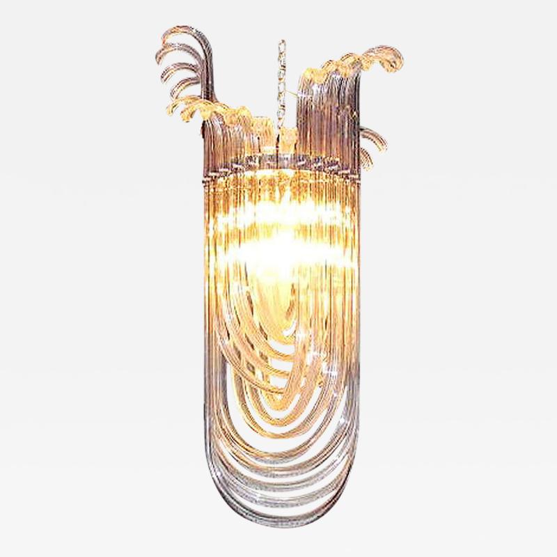 Large Dramatic Art Deco Style Lucite Chandelier