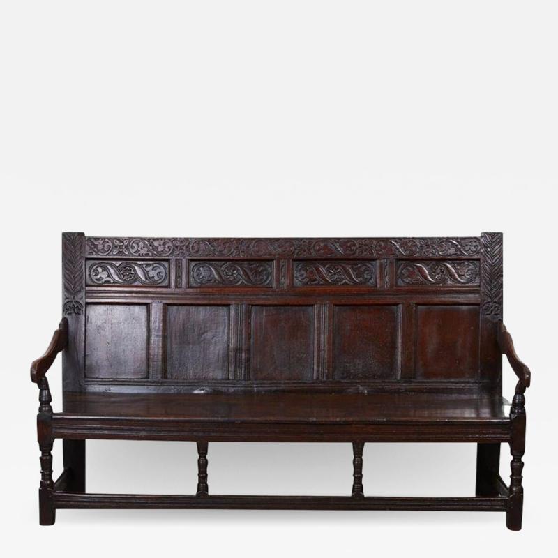 Large Early Panel Back Oak Settle