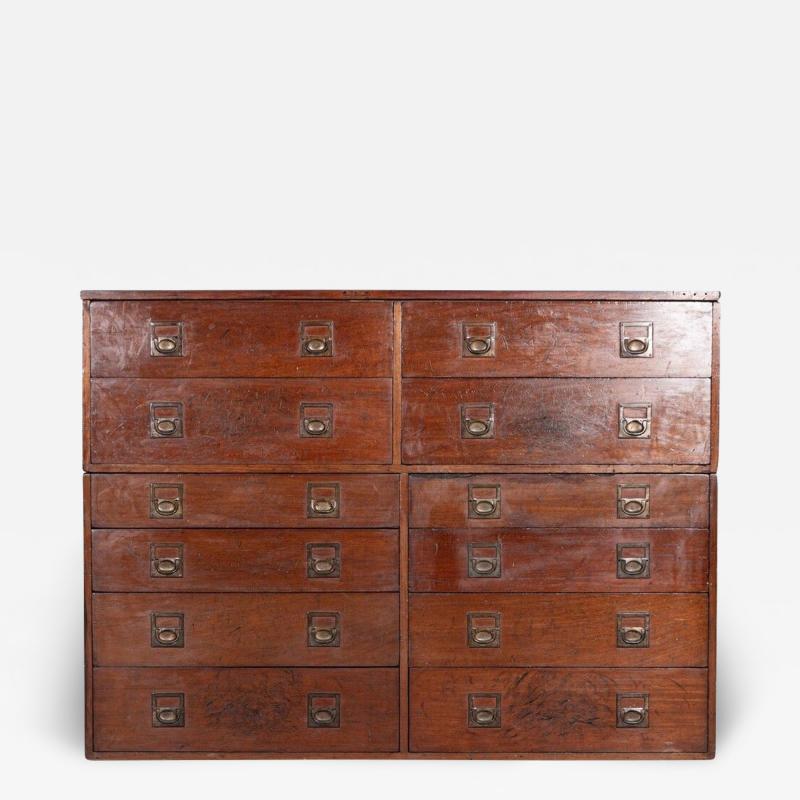 Large English 19thC Mahogany Campaign Chest