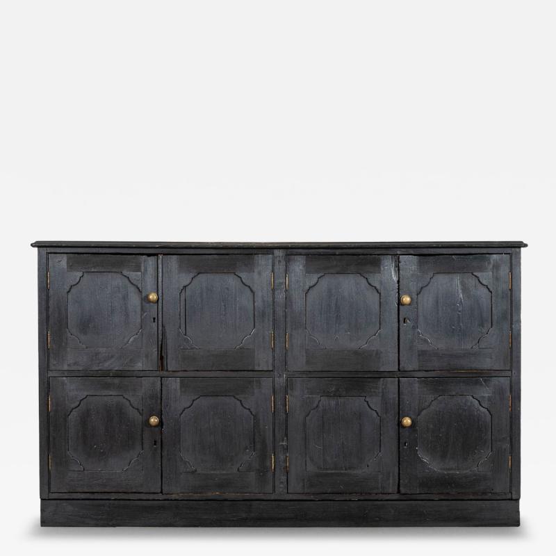 Large English Ebonised Pine Locker Cabinet
