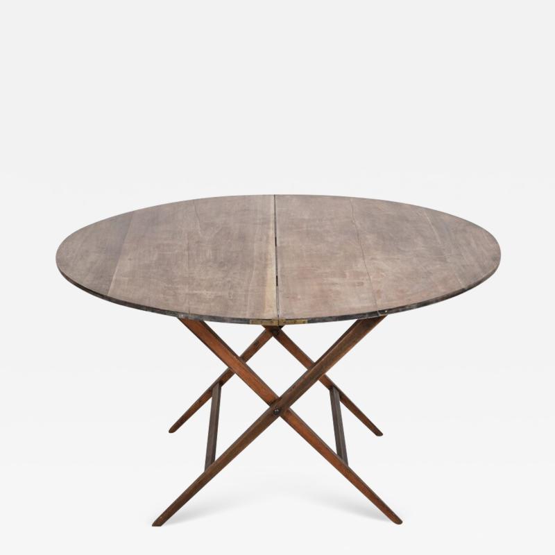 Large English Folding Chestnut Coaching Campaign Table