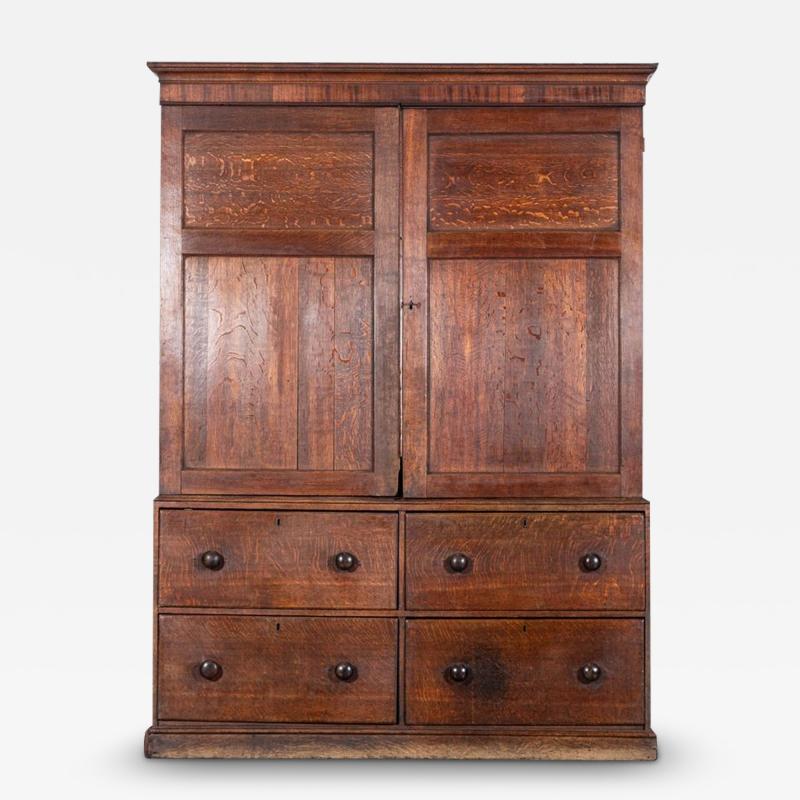 Large English George III Oak Housekeepers Cupboard