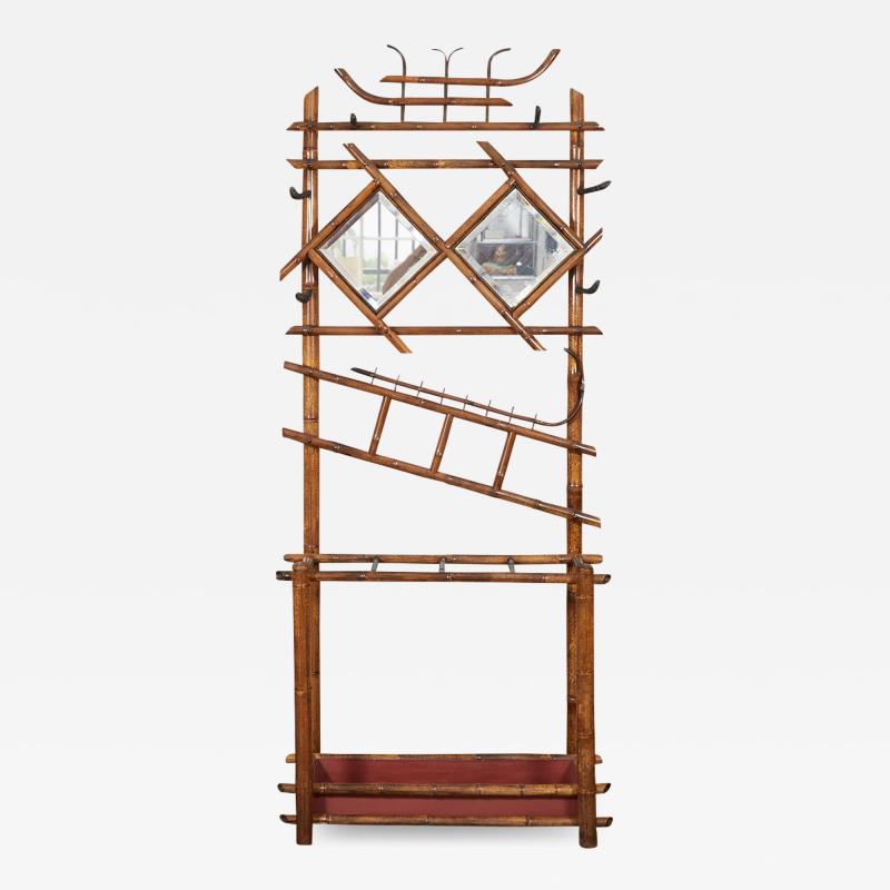 Large English Victorian Bamboo Hall Stand