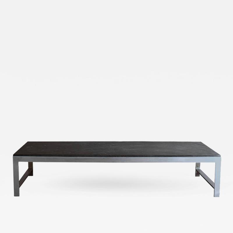 Large Fine French 1970s Metal and Slate Coffee Table