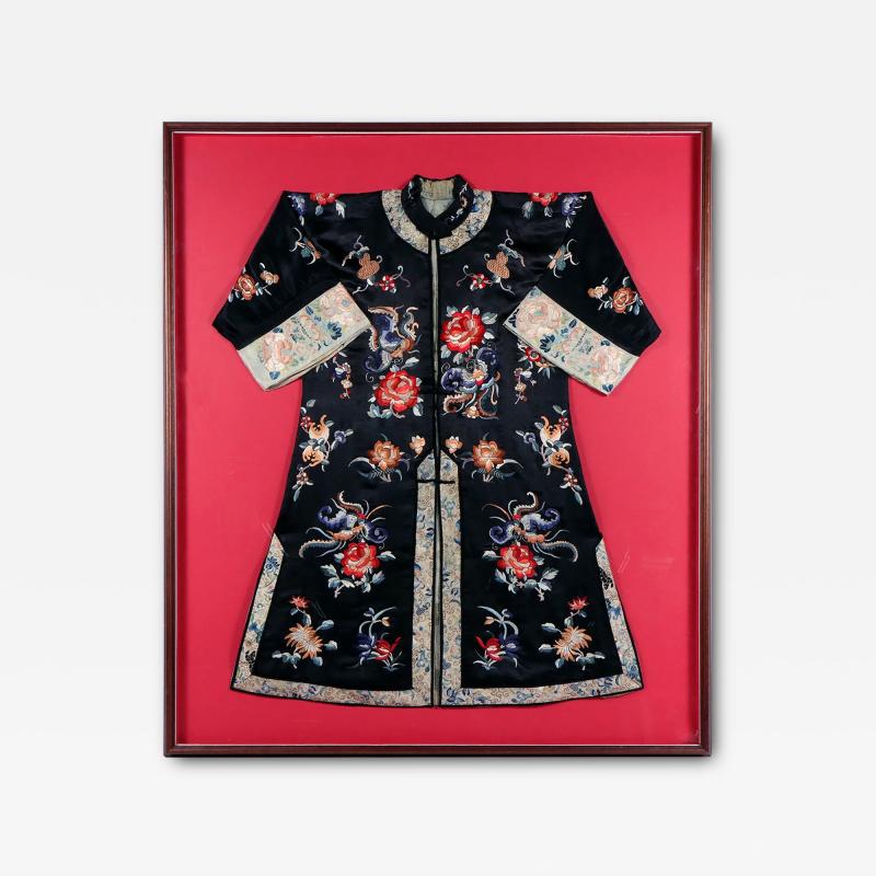 Large Framed Stunning Antique Chinese Embroidered Robe Qing Dynasty