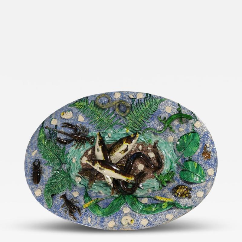 Large Francois Maurice French Palissy Majolica Platter