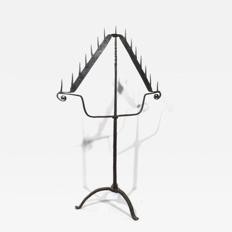 Large French 17th Century Hand Forged Iron Candleholder