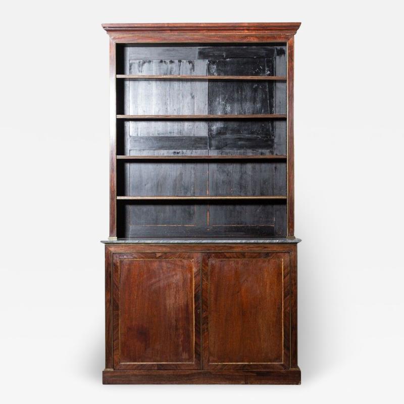 Large French Empire Mahogany Marble Bookcase Cabinet