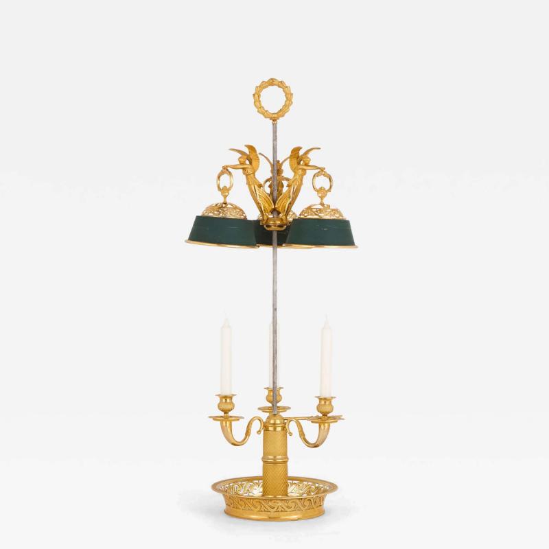 Large French Empire Style Gilt Bronze Bouillotte Lamp