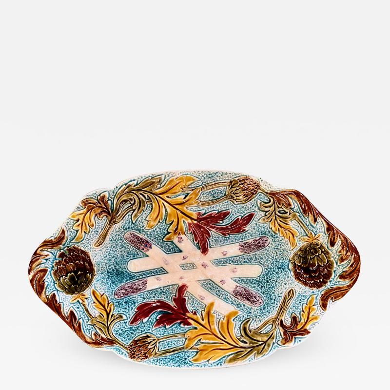Large French Majolica Asparagus Platter 19th Century