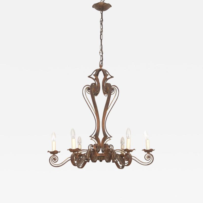 Large French Metal Chandelier