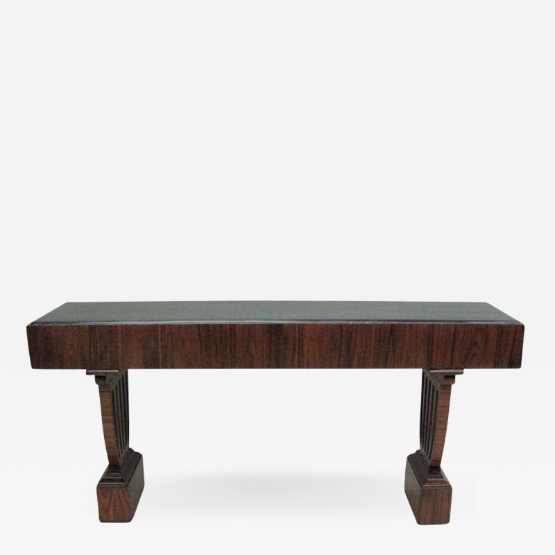 Large French Mid Century Modern Neoclassical Wood Console Sofa Table