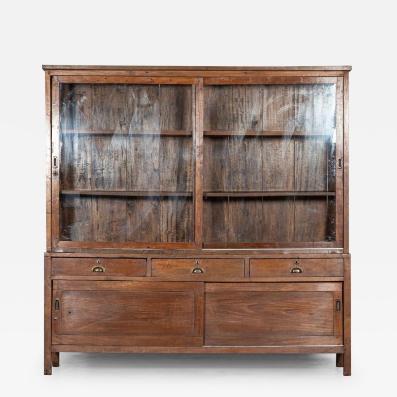Large French Oak Glazed Haberdashery Shop Cabinet