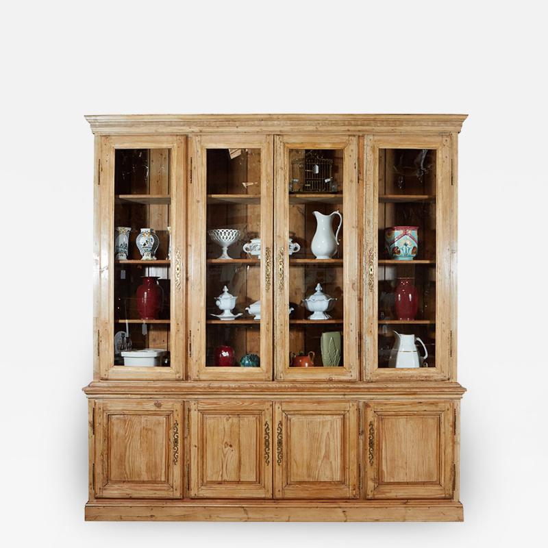 Large French Pine Cabinet Bookcase