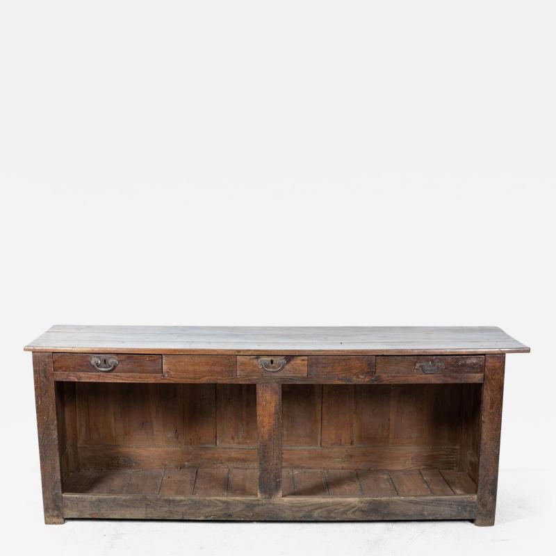 Large French Provincial 19thC Oak Elm Shop Counter