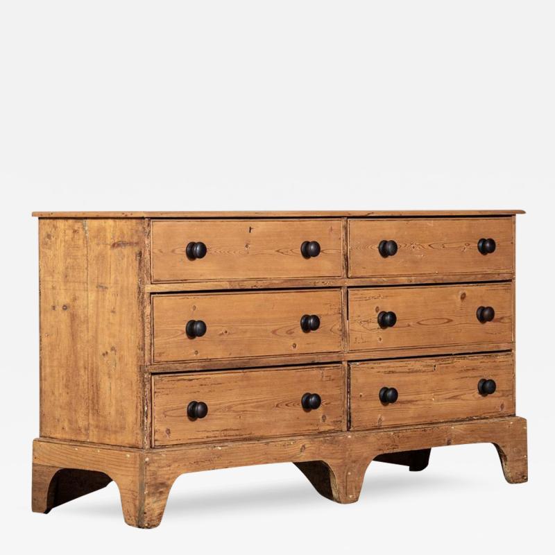 Large Georgian English Pine Bank Drawers Counter