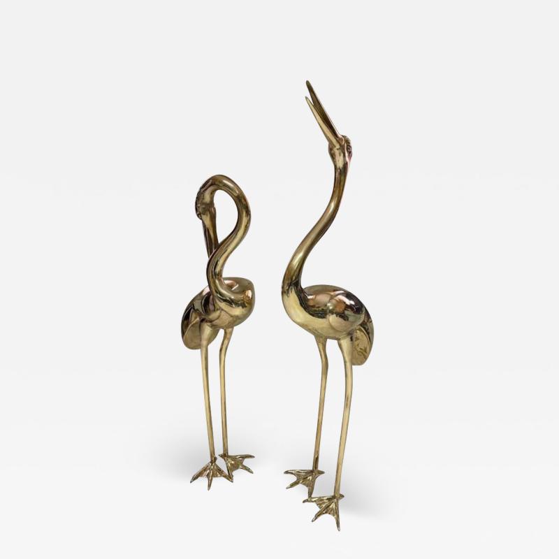 Large Gilt Bronze Sculptures of Herons