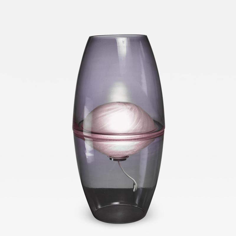 Large Glass Table or Floor Lamp in Lilac Italy 1960s