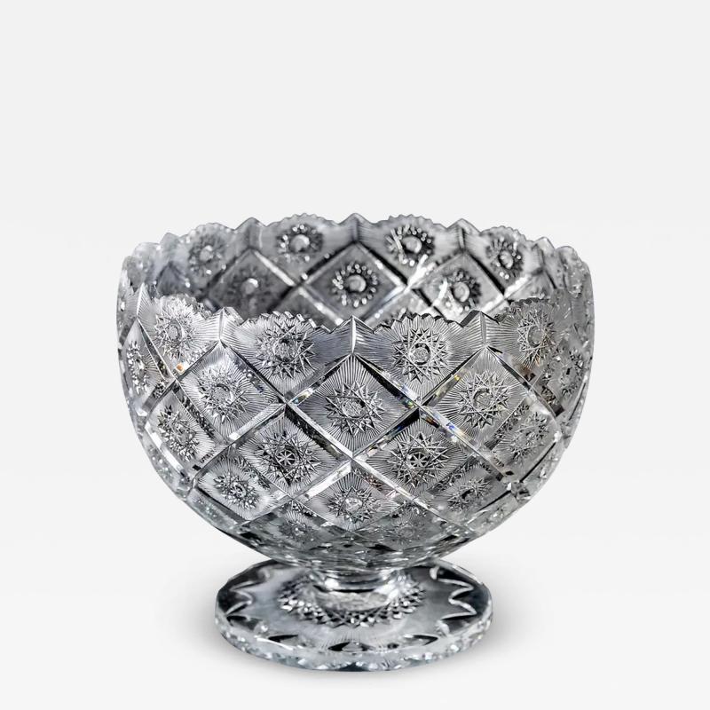 Large Hand Cut Crystal Vase Centerpiece