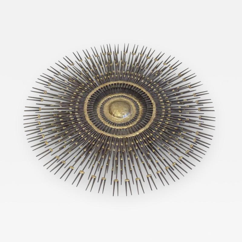 Large Handmade Mid Century Modern Brutalist Wall Mirror Sculpture by BELA