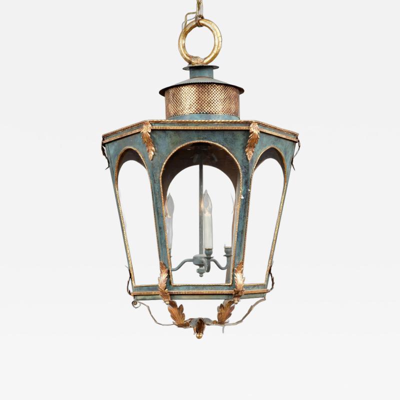 Large Hexagonal Gilt Tole Lantern
