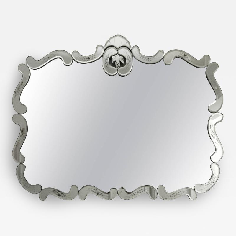 Large Hollywood Regency Beveled Etched Mirror