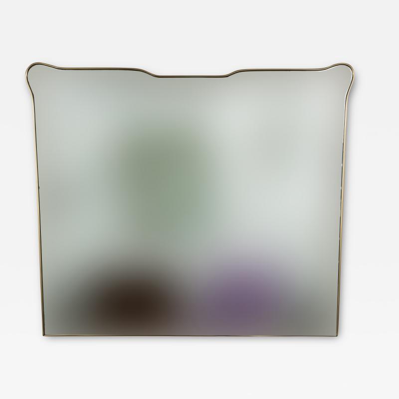 Large Horizontal Mid Century Italian Design Brass Mirror
