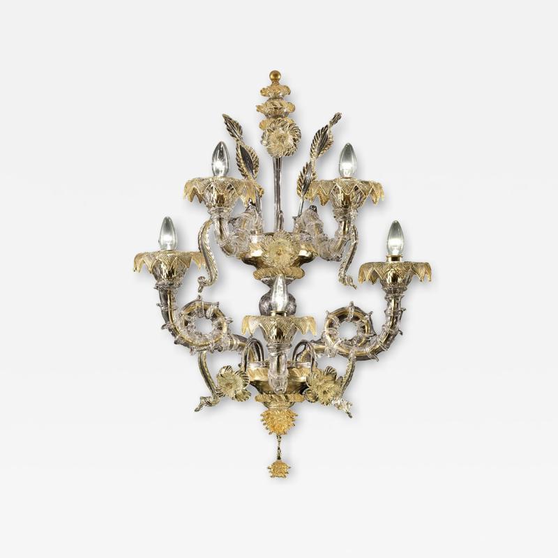 Large Imperial Ca Rezzonico Murano Glass Gold Wall Sconce
