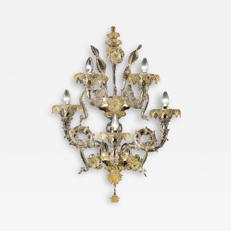 Large Imperial Ca Rezzonico Murano Glass Gold Wall Sconce