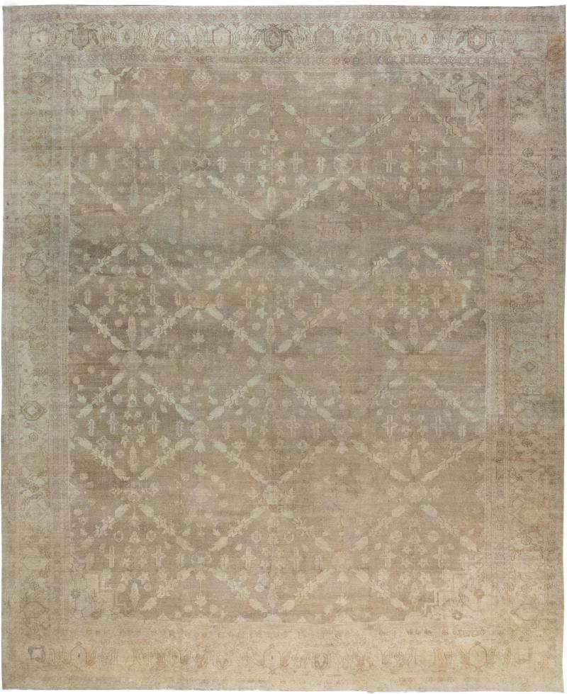 Large Indian Amritsar Botanic Brown Handmade Wool Carpet