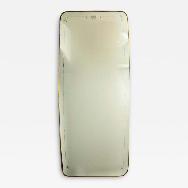 Large Italian Design Brass Etched Mirror Gio Ponti Style 1940 s