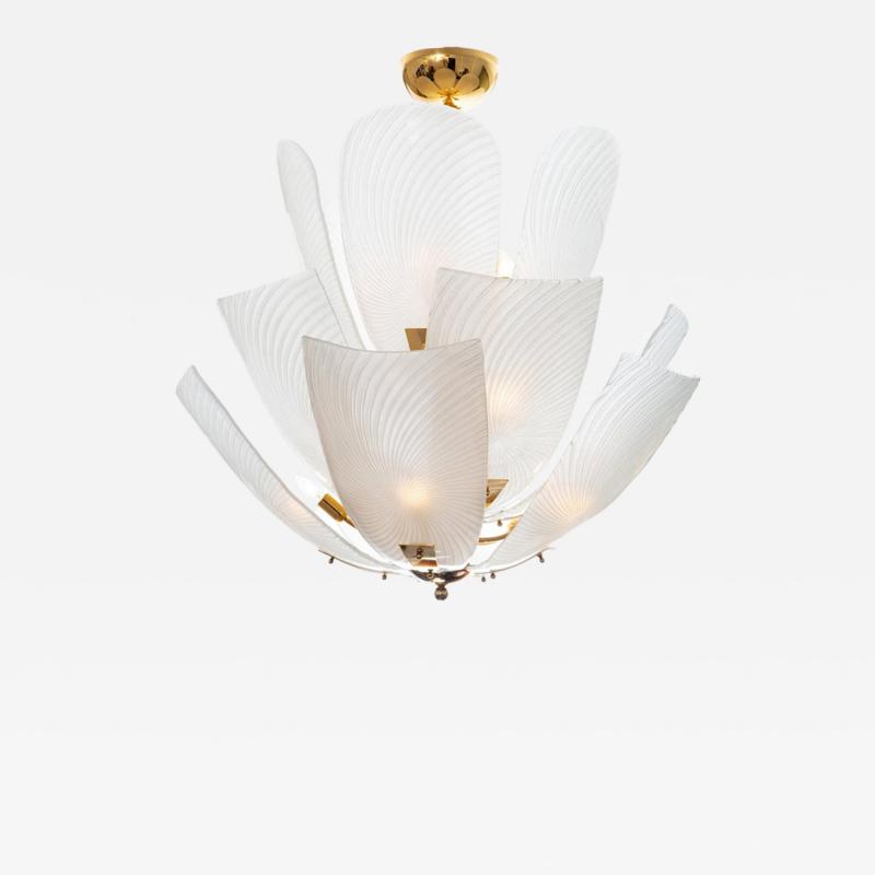 Large Italian Glass Petals Pendant Chandelier